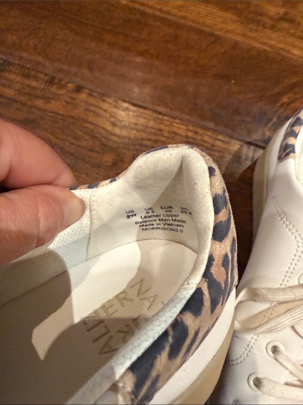 Naturalizer Cream Lace-Up Sneakers with Leopard Heel - Picture 4 of 5